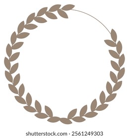 Gold laurel wreath frame, Golden circular laurel olive branche greek wreath. Laurel wreath of victory icon. A winner award, emblem decoration design, triumph. Heraldic vector design element. Flat