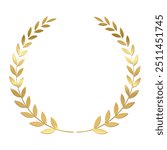 Gold laurel wreath, Golden circular laurel olive branches greek wreath vector illustration, A winner award of olive,stars of victory symbol, achievement heraldry symbol isolated on white background