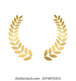 Gold laurel wreath, Golden circular laurel olive branches greek wreath vector illustration, A winner award of olive,stars of victory symbol, achievement heraldry symbol isolated on white background