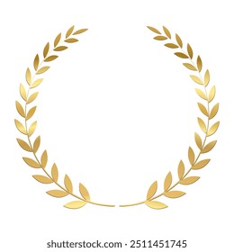 Gold laurel wreath, Golden circular laurel olive branches greek wreath vector illustration, A winner award of olive,stars of victory symbol, achievement heraldry symbol isolated on white background