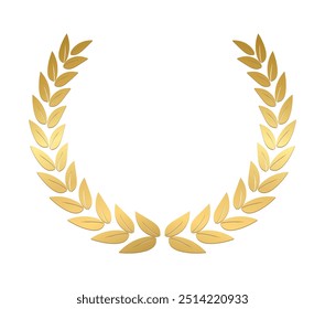 Gold laurel wreath, Golden circular laurel olive branches greek wreath vector illustration, A winner award of olive,stars of victory symbol, achievement heraldry symbol isolated on white background