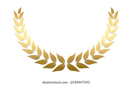 Gold laurel wreath, Golden circular laurel olive branches greek wreath vector illustration, A winner award of olive,stars of victory symbol, achievement heraldry symbol isolated on white background