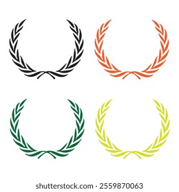 Gold laurel wreath, Golden circular laurel olive branches greek wreath vector illustration, A winner award of olive,stars of victory symbol, achievement heraldry symbol isolated on white background