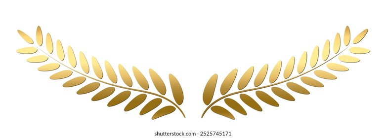 Gold laurel wreath, Golden laurel olive branches greek wreath vector illustration, A winner award of olive, stars of victory symbol, achievement heraldry symbol isolated on white background