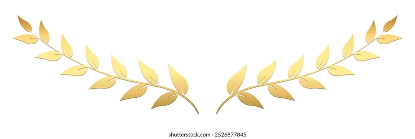 Gold laurel wreath, Golden laurel olive branches greek wreath vector illustration, A winner award of olive, stars of victory symbol, achievement heraldry symbol isolated on white background