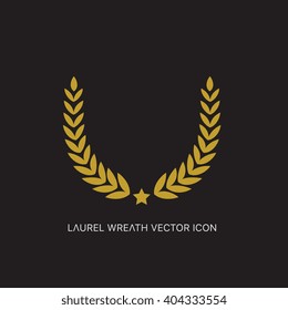 Gold Laurel wreath icon. Design for logo and luxury product