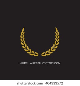 Gold Laurel wreath icon. Design for logo and luxury product