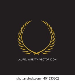 Gold Laurel wreath icon. Design for logo and luxury product