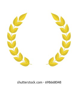 Gold laurel wreath icon. Template design for sport competition. Triumph, awards and trophies symbol. Vector illustration
