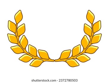 Gold laurel wreath. Illustration of award for sports or corporate competitions.