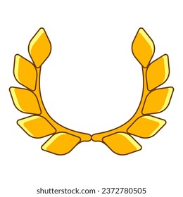 Gold laurel wreath. Illustration of award for sports or corporate competitions.