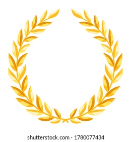 Gold laurel wreath. Illustration for decoration and design.