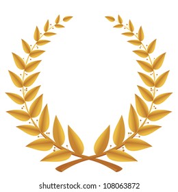 Gold laurel wreath isolated, vector