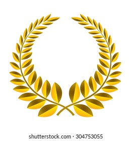 Gold laurel wreath isolated vector icon