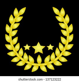 Gold laurel wreath on a black background