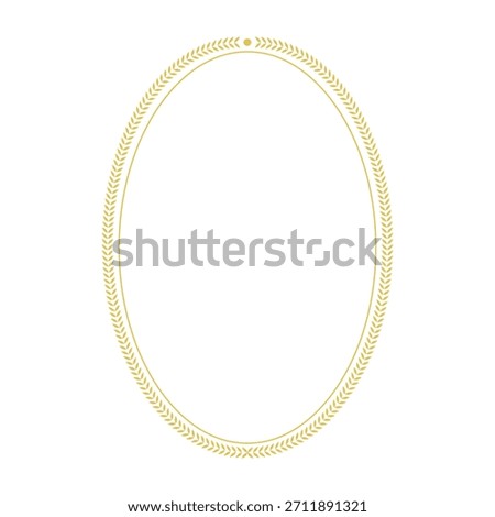 Gold laurel wreath oval frame on a white background, representing success, achievement, and victory for invitation or ceremony design.