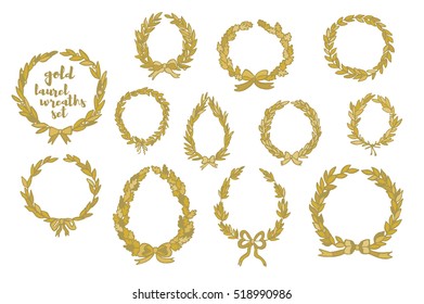 gold laurel wreath set