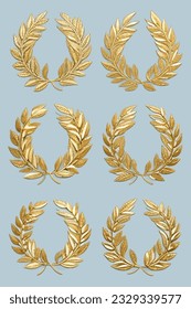 Gold Laurel wreath set of various shapes