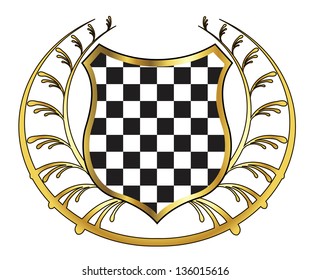 gold laurel wreath and shield. eps10 vector illustration