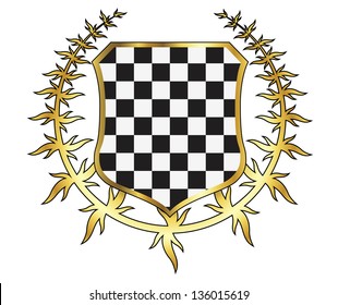 gold laurel wreath and shield. eps10 vector illustration