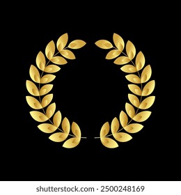 Gold laurel wreath vector design isolated on black background