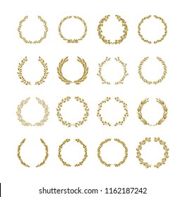 Gold laurel wreath vector illustration set