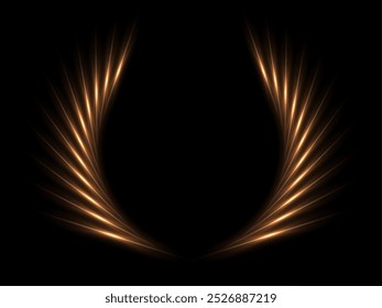 Gold laurel wreath. Winner award vector background. Golden branches of leaves with light neon glow effect.