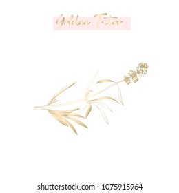 Gold Lavender Flower Tatoo design sticker