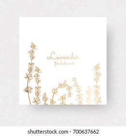 Gold lavenders. Vector elements for design template. Vector lavanders for cards, wedding invitation, posters, save the date or greeting design.