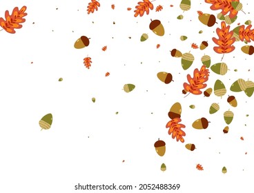 goldener Leaf-Hintergrund, weißer Vektorgrafik. Blätter Waldstruktur. Gelber Eiche. Objektdesign. Orange Foliage Realistisch.