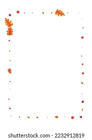 Gold Leaf Background White Vector. Leaves Wood Frame. Orange Acorn. Drawn Design. Green Plant Art.