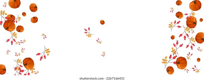 Gold Leaf Background White Vector. Rowan Collection. Burgundy Autumn Banner. Farm Border. Yellow Plant Season Card.