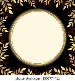 Gold leaf banner with copy space on black backgrould