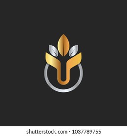 gold leaf beauty vector logo