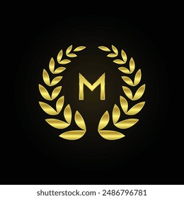 Gold Leaf Branch Badge Isolated on White Background