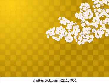 Gold leaf and cherry blossoms. Background material of Japan.