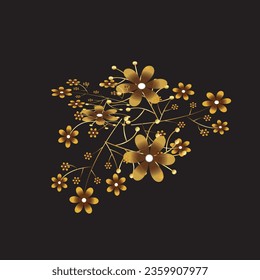 Gold Leaf Drawing Set For Wedding Invitation .