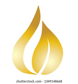 Gold leaf drop logo in modern style on white background. Sign, symbol. Ecology nature design. Liquid color background design. Modern background design. Ecology nature environment.