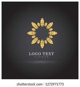 Gold Leaf & Floral Logo. Symbol & Icon Vector Template.