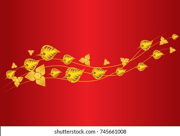 Gold leaf fly mesmerize and bo leaf thai leaf vector illustrator