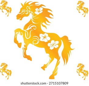 gold leaf horse vector illustration. Good for banner, poster, greeting card, party card, invitation, template, advertising, campaign, and social media.