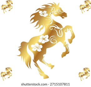 Ilustración vectorial de caballo de hoja de oro. Bueno para el Anuncio, cartel, tarjeta de felicitación, tarjeta del partido, invitación, Plantilla, publicidad, campaña y redes sociales.