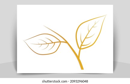 Gold leaf icons set on white background
