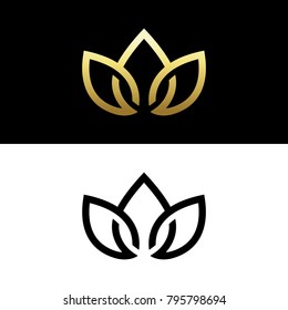 Gold leaf line logo