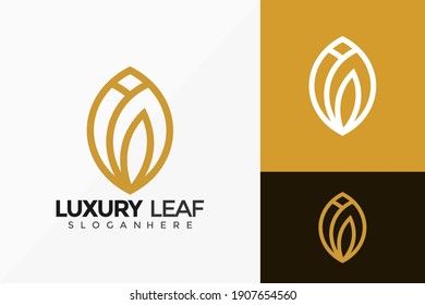 Gold Leaf Logo Design, Elegant modern Logos Designs Vector Illustration Template