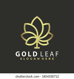 Gold Leaf Logo Design Vector Illustration Stock Vector (Royalty Free ...