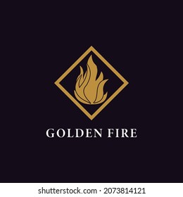 Gold Leaf logo sign or fire logo design, Grain natural agriculture golden color symbol