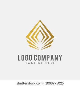 Gold leaf logo vector, Luxury leaf icon abstract. 