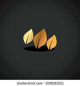 gold leaf organic botany vector logo