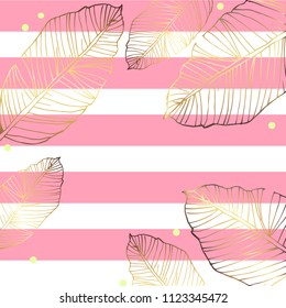 gold leaf and  pink strips background vector